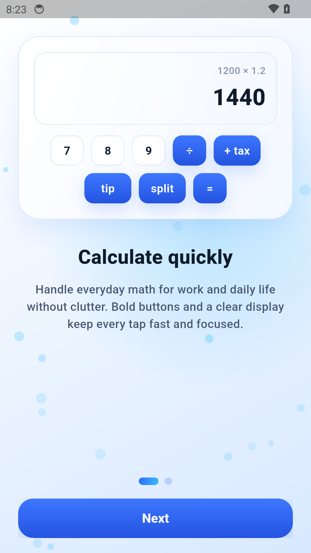 WhiteCalc Productivity calculator screen